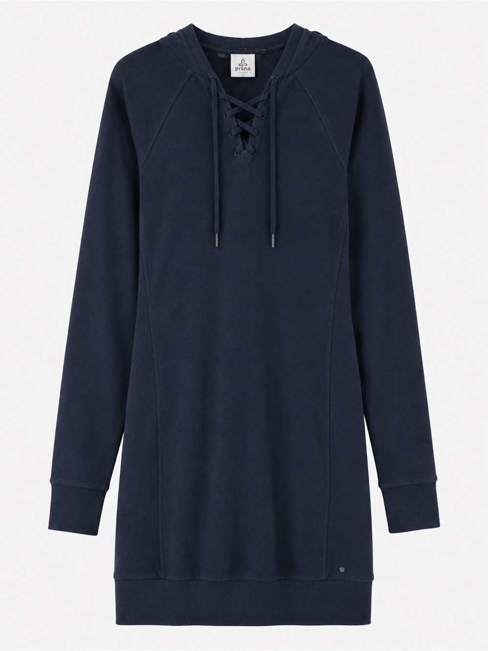 Prana Navy Lace-Up Scoop Neck Sweatshirt Dress